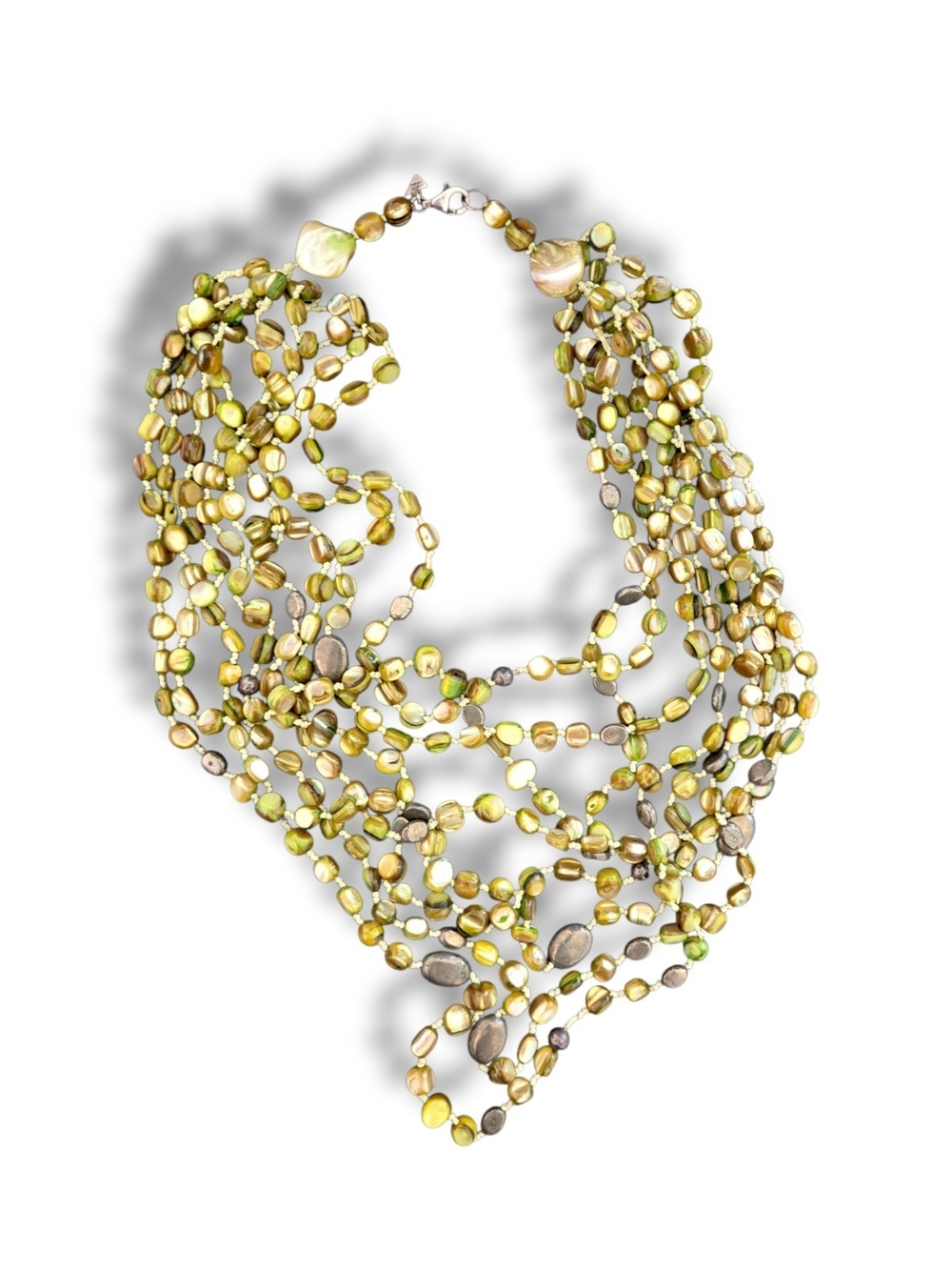 Silpada Multistrand Olive and Gold Pearl Necklace